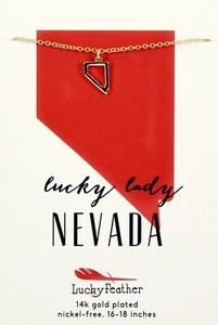 Authentic Nevada - Lucky Feather State Necklace 14k Gold Plated State Love