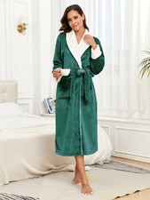 RONGTAI Womens Bathrobe Ladies Fleece Plush Warm Long Robes Fleece Nightgown Sle