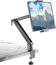 Adjustable Tablet Mount for Desk - 360 Degree Rotating Base Tall Arm Holder Stan