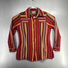 Vtg Silverado The Taylor Top Serape Shirt 100 Cotton Usa Stripe Sz Medium