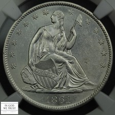 1861 O W-09 Confederate States Issue SS Republic Seated Half Dollar NGC UNC (A)