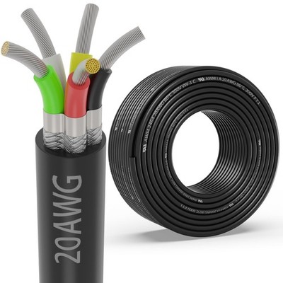20 Gauge 5 Conductor Shielded Wire 100FT, UL2464 20 AWG 5 Core Cable Tinned