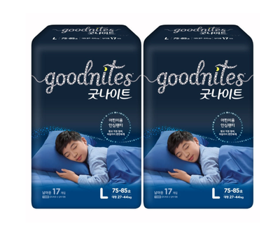GoodNites Korea Kids Night Diapers L for Boys (17ct.) 2 Pack (27