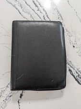 VTG Day Runner Planner Classic 3-Ring Organizer Zip Black Leather Folio Large