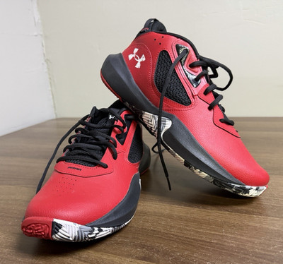 Under Armour Lockdown 6 Mens Red Black Basketball Shoes Size 10.5