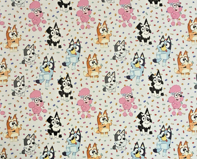 Bluey & Friends Confetti Cotton Fabric BTY Springs Creative By the Yard Sprinkle