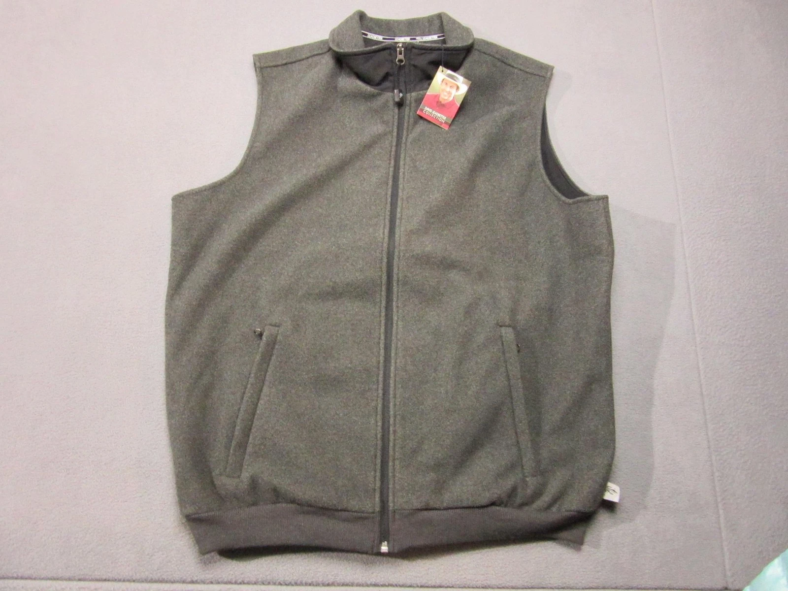 Jos A Bank Vest Mens XL Gray Leadbetter Golf Fleece Full Zip Windproof Charcoal