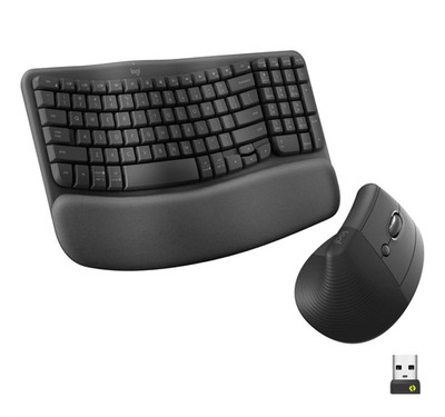 Logitech Wave Keys & Lift Combo Ergonomic Bluetooth Keyboard Mouse Set Black