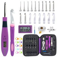 Light Up Crochet Hooks Set-18 Sizes Digital Crochet Hook with Counter