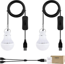 2-Pack  USB LED Light Bulb, Emergency Backup Lighting for Camping, Garage