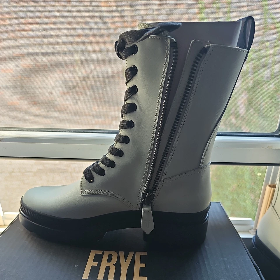 Frye Women's Chloe Combat Boots White 9M NEW - Image 3 of 4