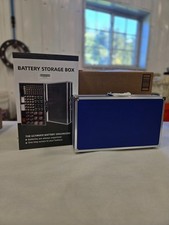 Blue Battery storage box with tester