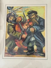Jacob Wolberg Jewish Expressionism Klezmer Art Original Signed Framed 17x11