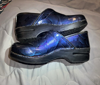 Dansko Professional Women s Leather Slip-On Clogs Blue/Black US 9.5 EU 40