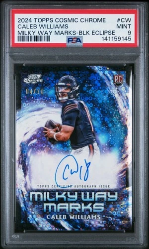 Caleb Williams 2024 Topps Cosmic Chrome Black Eclipse Refractor RC Auto PSA 9
