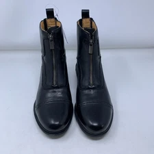 Horze Womens Shoe Size 10 Black Leather Suffolk Front-Zip Paddock Boots New