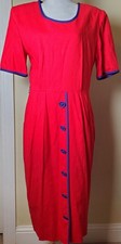 Vintage Julian Taylor Purple Red Hat Society Midi Linen Dress Valentine's Day