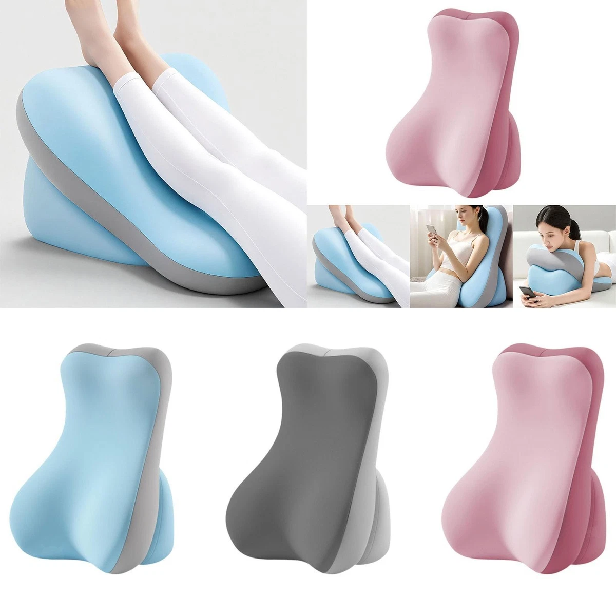LTSRLL Grande cuscino per testiera del letto, 60 x 50 x 20 cm, cuscino per la lettura della TV con rotolo per collo staccabile, cuscino di supporto per testa/lombare/schiena, con fodera rimovibile