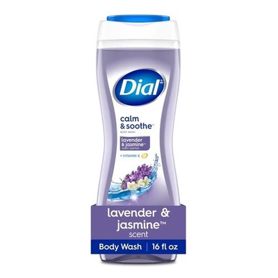 DIAL LAVENDER & JASMINE BODY WASH GEL CALM & SOOTHE VITAMIN E 16 FL OZ