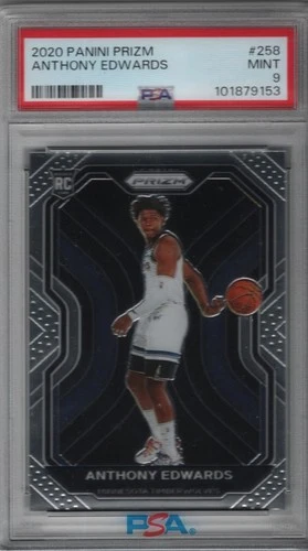 2020 Panini Prizm Anthony Edwards Basketball Rookie Card #258 (PSA 9)