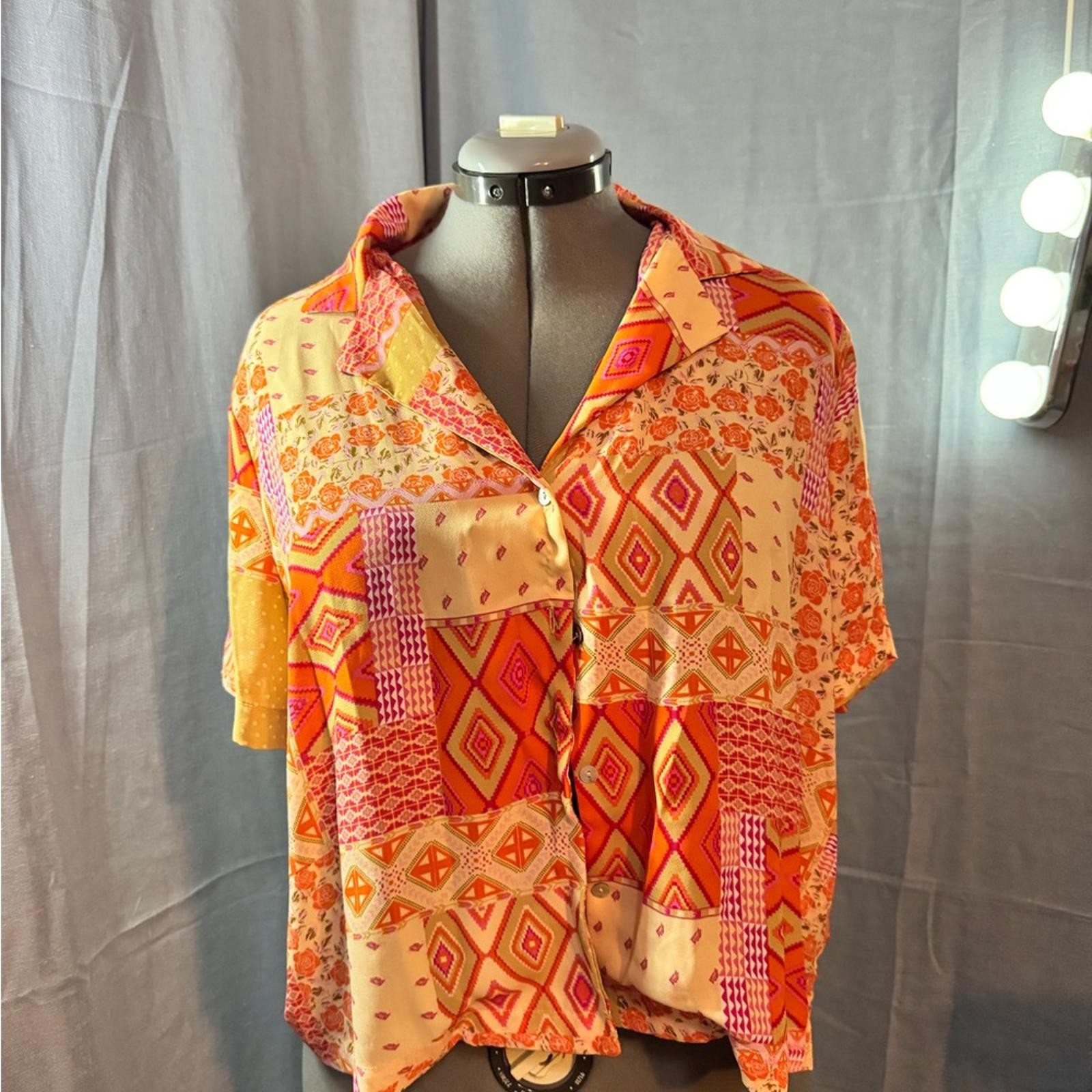 Patchwork Patterned Women's Top - image 1