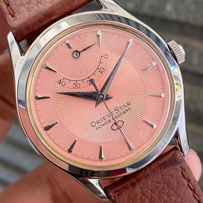 RARE Orient Star Power Reserve Salmon Dial Automatic EW00-C1 Vintage MIDSIZE