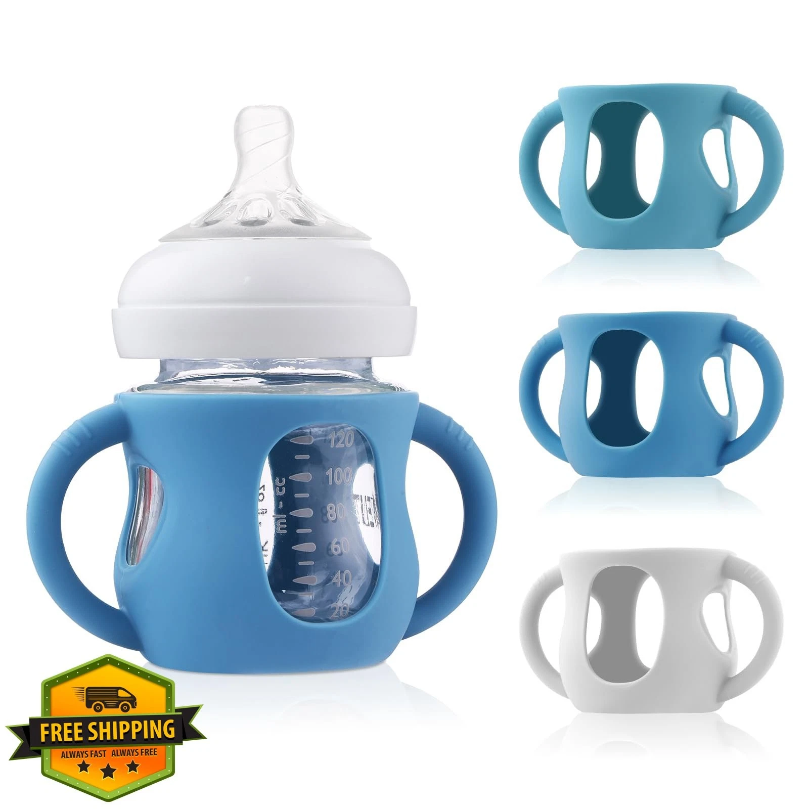 Hranio 3pk Silicone Bottle Covers for Avent Natural Glass 4oz Bottles