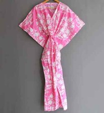 Indian Floral Print Kaftan 100% Cotton Hippie Maxi Women Nightwear Caftan Dress