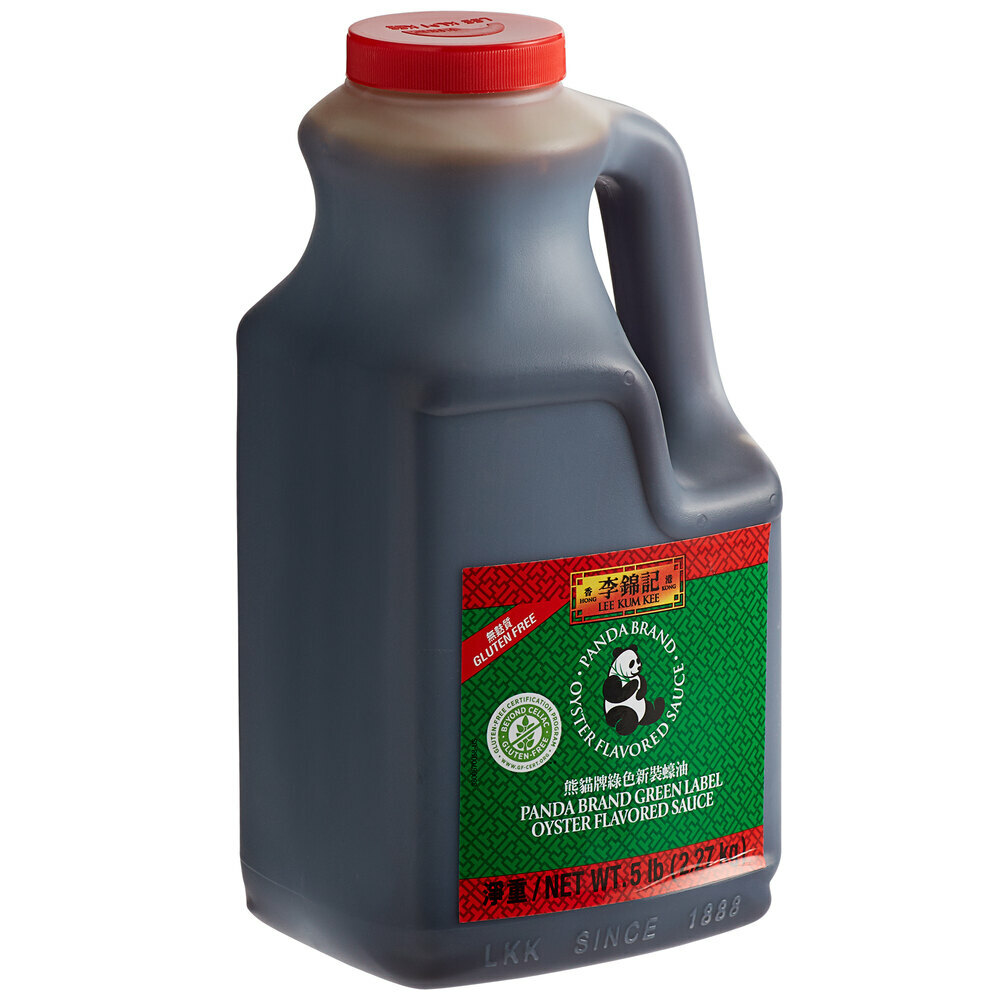 Etiqueta verde marca Lee Kum Kee Panda 5 lb. Salsa con sabor a ostra sin gluten