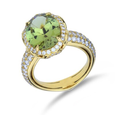 Kat Florence 5.13ctw Zultanite 1.23ctw Diamond 18K Yellow Gold Ring GR-3244-P
