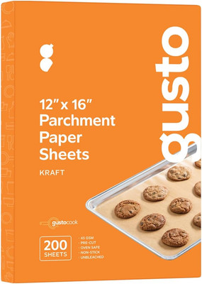 [12 X 16 Inch - 200 Count] Pre-Cut Parchment Paper Baking Sheets, Non-Stick, Unb