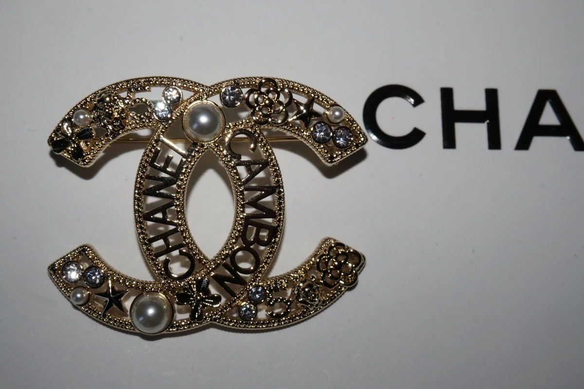 Chanel Pin Brooch Cambon with pearl and crystal! Gorgeous!