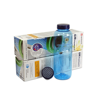 PrimeInventions Premium EM 5 Filterpatrone 2er Pack Wasserfilter + 0,75l Flasche