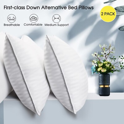 Basic Beyond King Size Bed Pillow - 2 Pack Hotel Collection Super Soft Down Alte