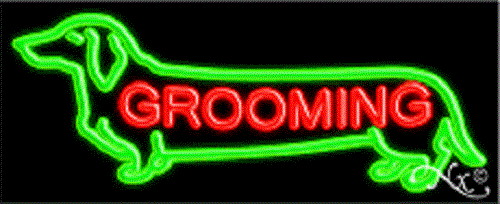 NEW "GROOMING" 32x13 W/DOG PET LOGO REAL NEON SIGN w/CUSTOM OPTIONS 10954 - Picture 1 of 3