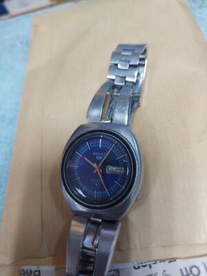 Seiko 5 Sports 6319-8070 Vintage Day Date Blue 21 Jewels Automatic
