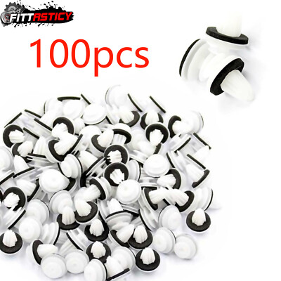 100x Hole Car Plastic Rivet Door Trim Retainer Clip White for Mitsubishi Eclipse