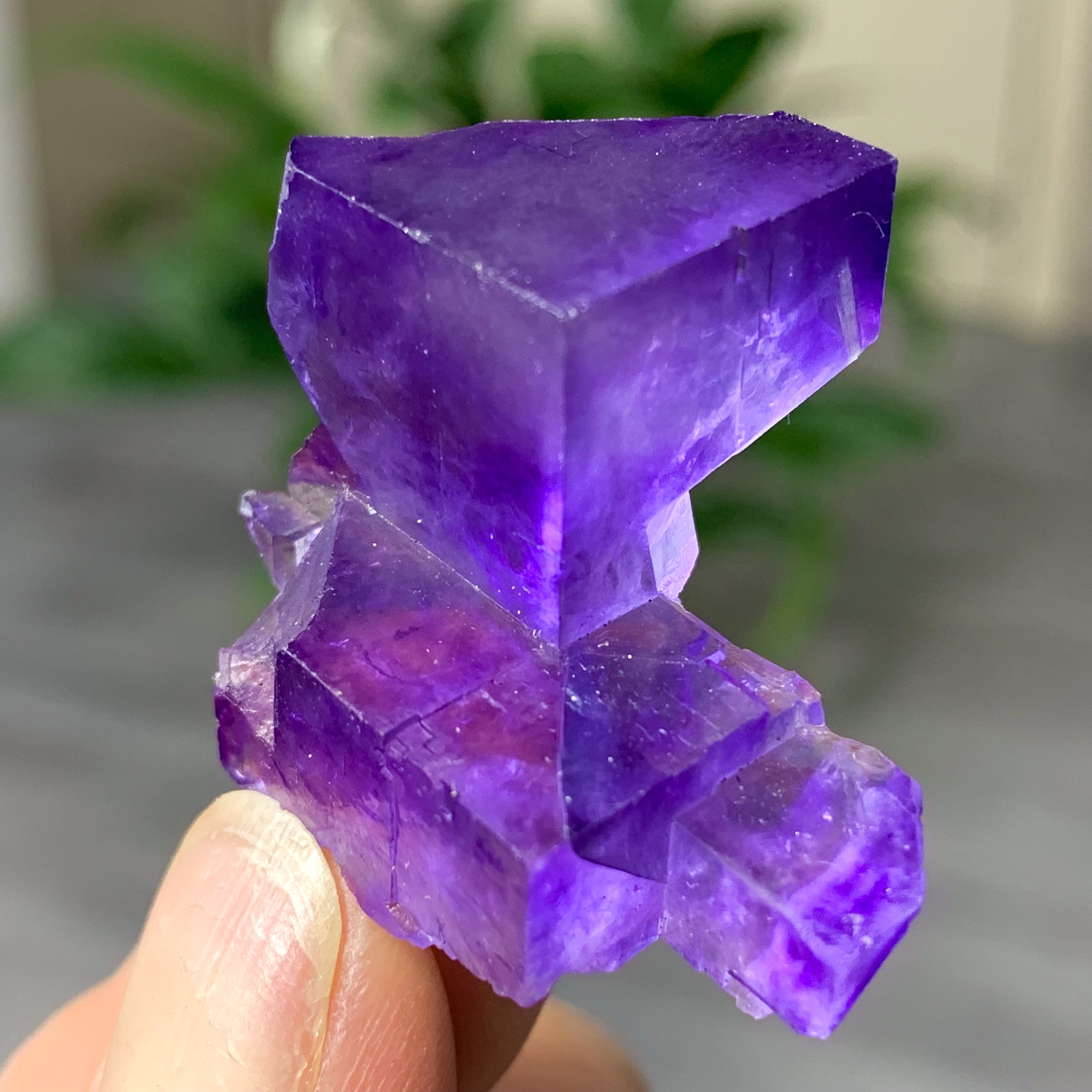21G Natural Transparent Purple Staircase Fluorite Crystal Specimen from China