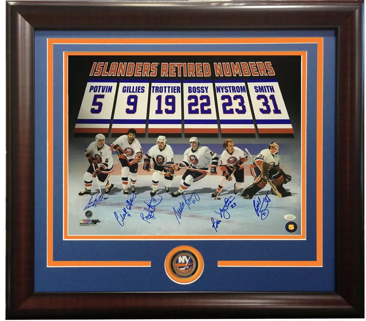 NY Islanders Retired #s signed 16x20 photo framed 6 auto Mike Bossy Gillies JSA