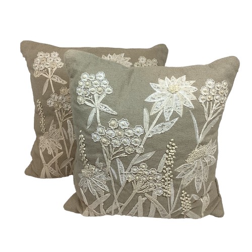 Pier 1 Imports BOHO Embroidered Appliquéd Floral Throw Pillow 17x17” - Picture 2 of 13