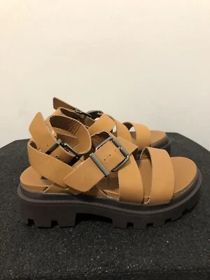 Marks & Spencer Leather Strappy Platform Sandals UK 3 EU 35.5 Wide Fit Tan £55 - Image 1 of 4