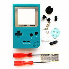 New Replacement Cover Case Shell for Gameboy Pocket GBP - Silver Lens Teal Green