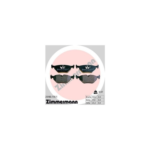 Zimmermann Bremsbelagsatz, Scheibenbremse 20180.170.1 FüR BMW BMW (Brilliance)-image