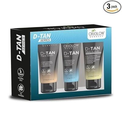 OxyGlow D-TAN Combo Face Wash, Scrub,& Mask, Removes Tan & Dirt - 250g
