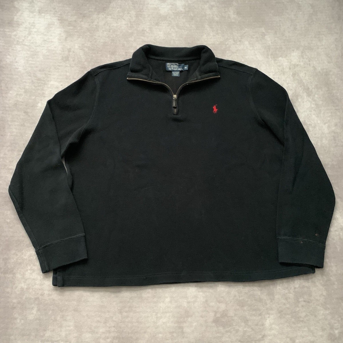 Polo Ralph Lauren 1/4 Zip Pullover Size XL Black Red Pony