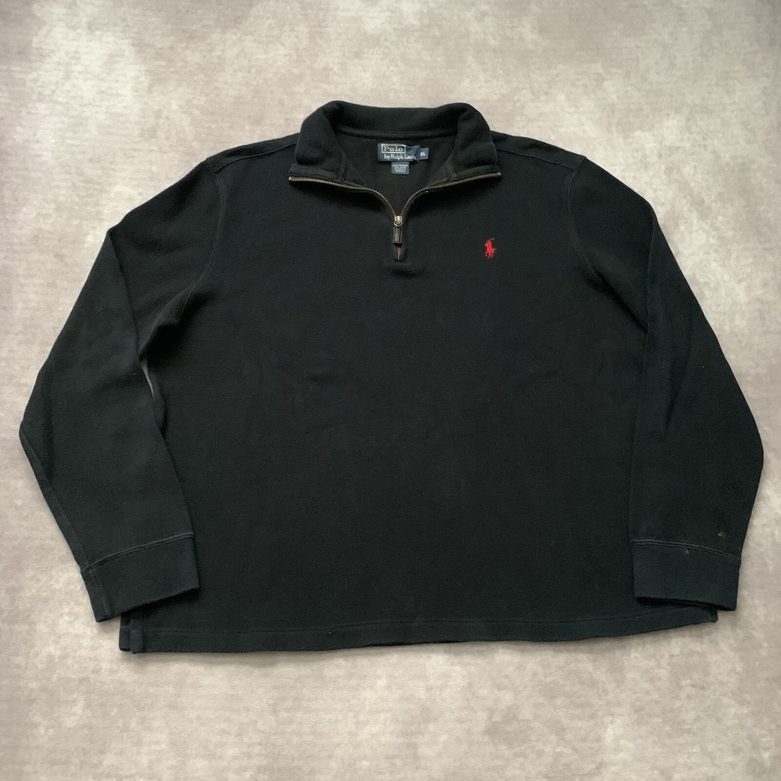 Maglione Polo Ralph Lauren pullover cerniera 1 4 taglia XL nero rosso pony