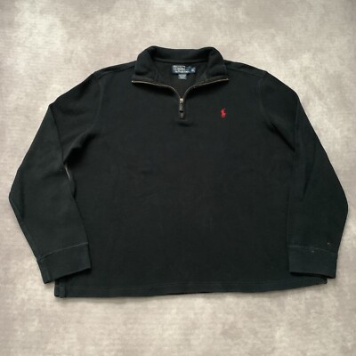 Polo Ralph Lauren 1/4 Zip Pullover Size XL Black Red Pony