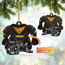 Hockey Christmas Ornament, Hockey Skates Helmet And Stick, Hockey Player Ornamen
