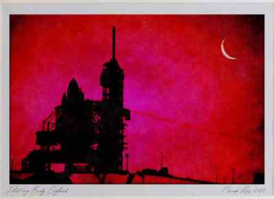 790093 Sonnenuntergang über Startrampe mit Shuttle Kennedy Space Center Florida USA Lim