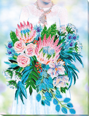 Flowers Special day Bead Embroidery Kit   DIY Beaded Home Decor Wall Art